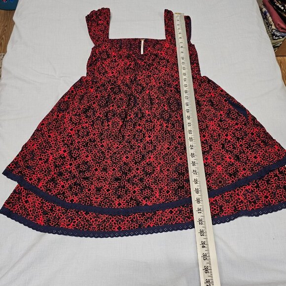 Free People Tabitha Mini Dress Women Size L Blue Red - Picture 9 of 15
